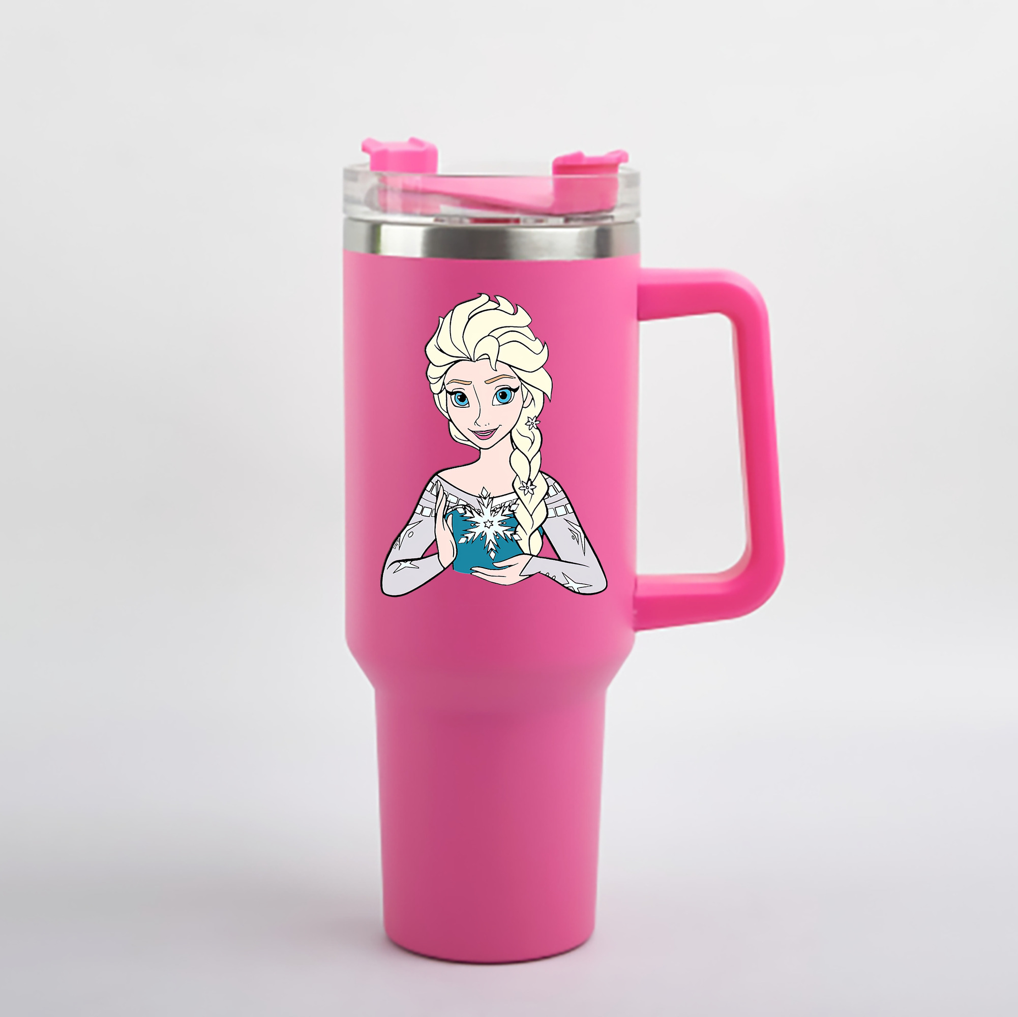 （画像用） アナと雪の女王 アンナ エルサ Frozen Anna Elsa 1200mL車用タンブラー - クリスタルステッカー（プラスチックストロー付き）
